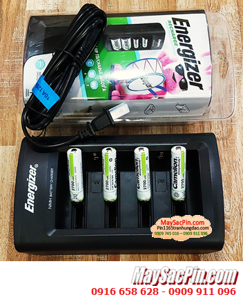 Energizer CHFC _Bộ sạc 4viên pin AA, Kèm sẳn 4 Pin sạc Camelion NH-AA2700ARBP2 Alwaysready